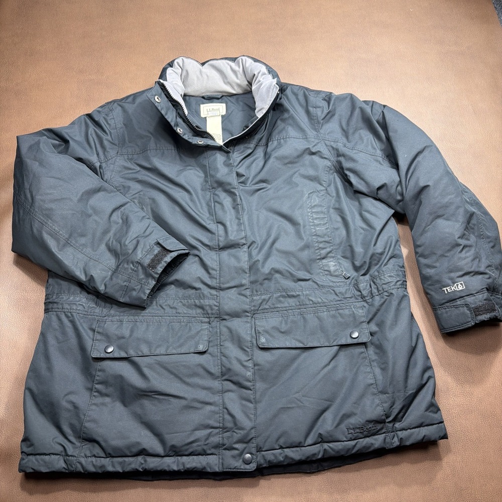 L.L. Bean Women's 2X Down Tek Goose Down Puffer Jacket Black Plus Coat (No Hood)